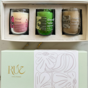 Candles Box Emerald Velvet, Floral Bloom and Oriental Wood