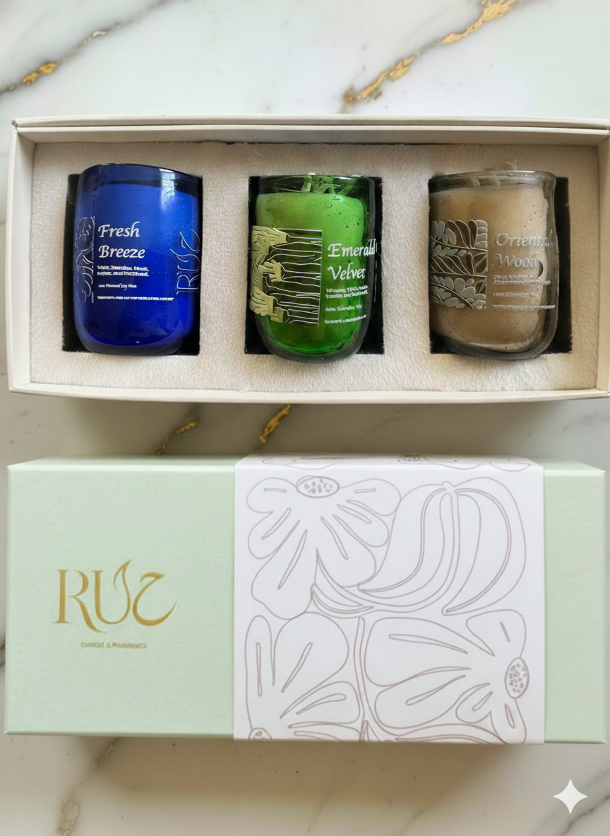 Candles Box Emerald Velvet, Fresh Breeze and Mystic Oud